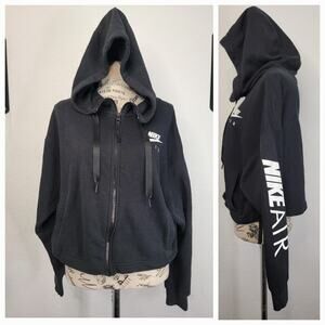 Nike Air Crop Hooded Sweater Womens SZ Large Full Zip Long Sleeves CN6930
